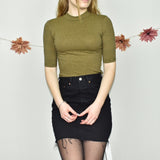 Super cute striped Monki top t-shirt blouse with quarter sleeves in black and yellow