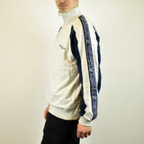 Vintage Champion half zip sweatshirt jumper sweater pullover hoodie in white and navy blue