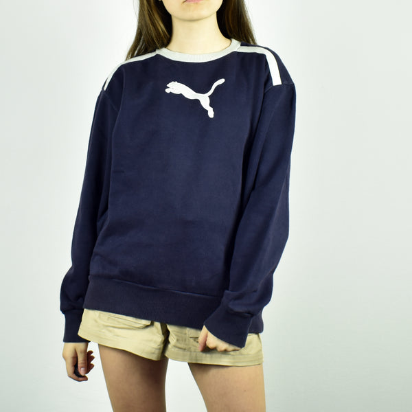 Vintage Puma sweatshirt hoodie jumper sweater pullover in navy blue