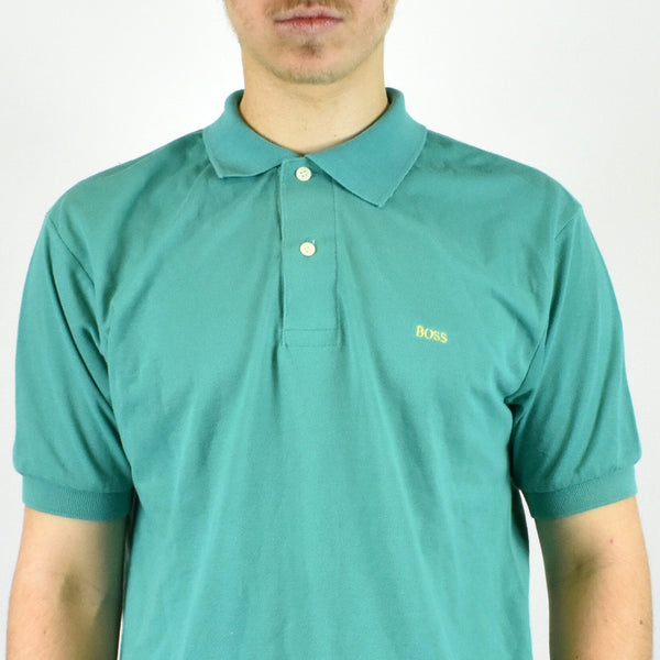 Vintage Hugo Boss polo shirt t shirt pullover in cyan