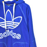 Vintage Adidas hoodie pullover sweatshirt windbreaker fleece track jacket in blue