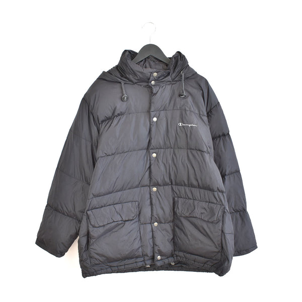 Vintage Champion puffer jacket windbreaker fleece track jacket bomber zip up jacket in black