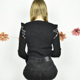 Super cute Elli White top sweater jumper pullover in white and black