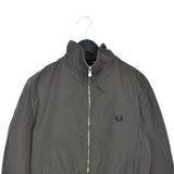 Vintage Fred Perry bomber jacket windbreaker zip up tracksuit track jacket trackie sweater jumper sweatshirt pullover long sleeve in brown/army green