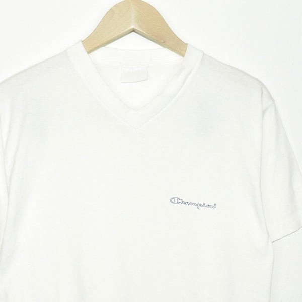 Vintage Champion V-neck t-shirt top blouse tee in white