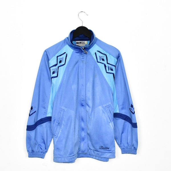 Vintage Diadora windbreaker fleece track jacket bomber jacket in light blue