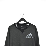 Vintage Adidas jumper pullover sweatshirt windbreaker fleece track jacket in dark grey