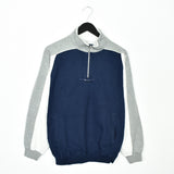 Vintage Champion quarter zip up collar jumper pullover sweatshirt t-shirt top tee in dark blue grey and whote