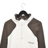 Vintage Adidas quarter zip up jumper pullover sweatshirt top in white and brown