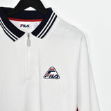 Vintage Fila polo quarter zip up long sleeve shirt tee blouse top in white blue and red
