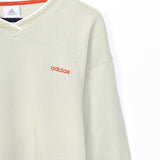 Vintage Adidas jumper hoodie pullover sweatshirt windbreaker track jacket in light grey and orange