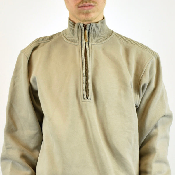 Vintage Champion half zip turtleneck sweatshirt jumper sweater pullover hoodie in beige