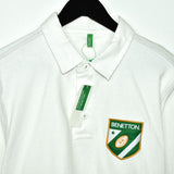 Vintage United colours of Benetton long sleeve polo shirt t-shirt pullover in white