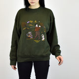 Vintage unique sweater pullover jumper in dark green
