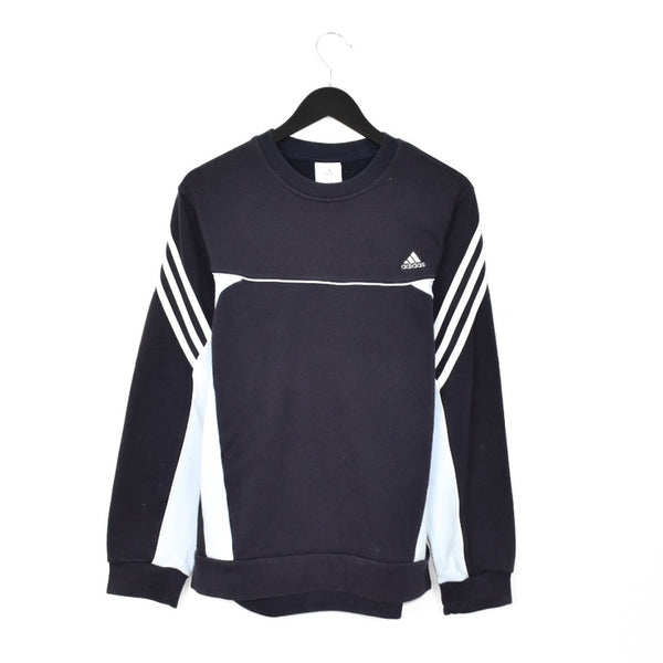 Vintage Adidas jumper hoodie pullover sweatshirt windbreaker track jacket in dark grey and white