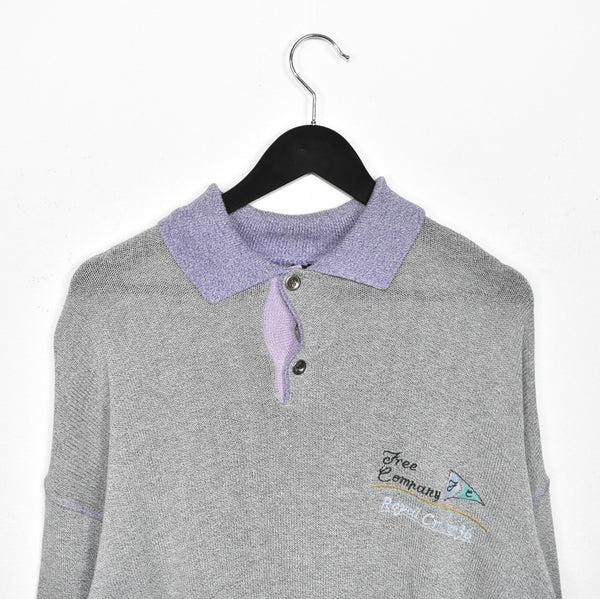 Vintage Tree company polo jumper pullover sweatshirt top in grey and purple