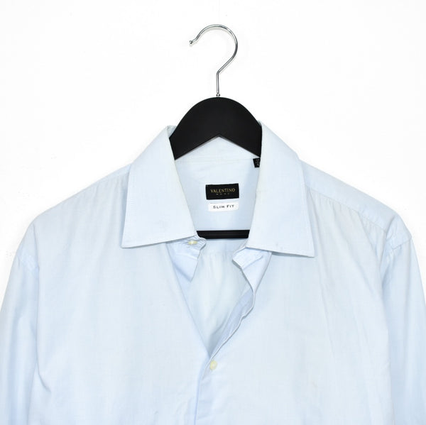 Vintage Valentino button down formal shirt long sleeve blouse top in light blue