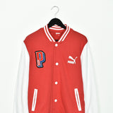 Vintage Puma bomber jacket fleece windbreaker in red and white