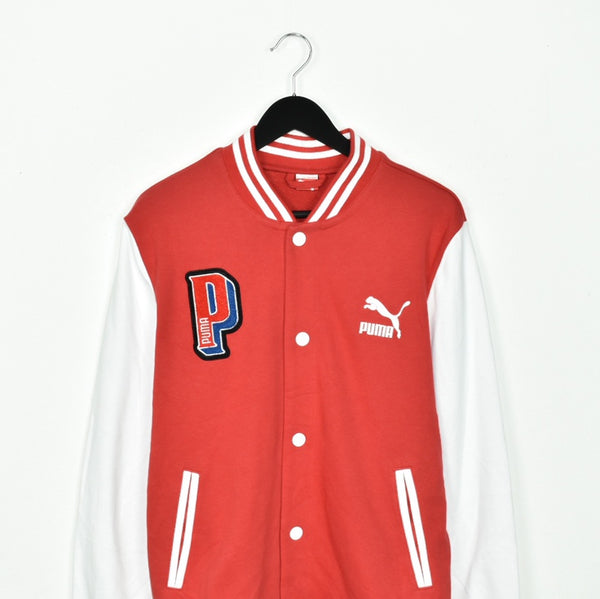 Vintage Puma bomber jacket fleece windbreaker in red and white