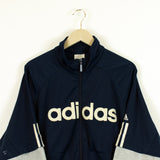 Vintage Adidas tracksuit track jacket fleece windbreaker in blue and gray