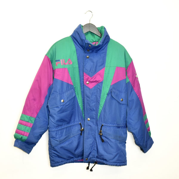 Vintage colorful Fila puffer jacket windbreaker fleece track jacket bomber jacket