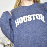 Houston fishbone knitted sweatshirt jumper sweater top pullover in purple