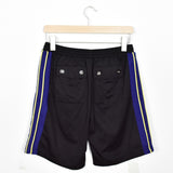 Vintage Adidas shorts trousers joggers bottoms pants in black with purple and yellow stripes