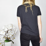 Vintage GANT polo top sweater t-shirt blouse in dark grey and cream