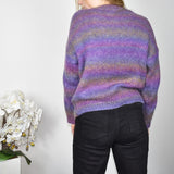 Vintage colourful knitted sweatshirt jumper sweater top pullover in purple