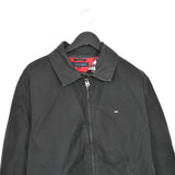 Vintage Tommy Hilfiger bomber jacket windbreaker tracksuit track jacket trackie sweater jumper sweatshirt pullover long sleeve in black, checkered inside