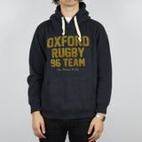 Vintage hoodie sweatshirt sweater jumper pullover oxford rugby team in grey and mustard