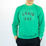 Vintage Levi's sweatshirt jumper sweater pullover hoodie in cyan