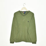 Vintage Chaps v neck sweater thin material longsleeve tee pullover sweatshirt in dark green