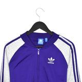 Vintage Adidas zip up pullover sweatshirt windbreaker fleece track jacket in purple and grey