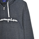 Vintage Champion zip up hoodie pullover sweatshirt windbreaker fleece track jacket in dark grey