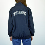 Vintage Reebok windbreaker fleece pullover in navy blue