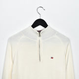 Vintage Ralph Lauren Polo jeans quarter zip up long sleeve sweatshirt jumper in white