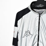Vintage Kappa zip up tracksuit track jacket trackie sweater windbreaker jumper sweatshirt pullover long sleeve in black and silver