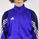 Vintage Adidas track tracksuit jacket jumper trackie in blue and navy blue