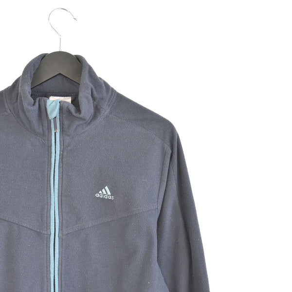 Vintage Adidas zip up track jacket fleece windbreaker sweatshirt longsleeve tee pullover jumper in dark blue