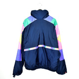 Vintage Ellesse pullover button up jacket windbreaker tracksuit track jacket trackie sweater jumper sweatshirt long sleeve in dark blue and rainbow