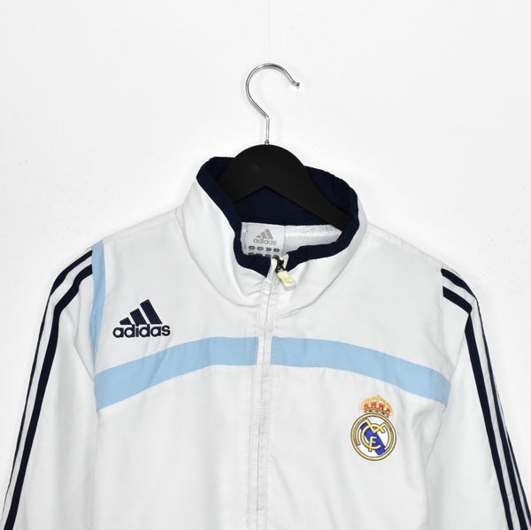Vintage Adidas Madrid jacket track windbreaker coat pullover bomber jacket trench coat in white