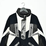 Vintage Fila puffer jacket windbreaker fleece track jacket bomber jacket in black and white