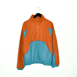 Vintage zip up jumper sweatshirt sweater pullover in orange and light blue