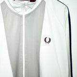 Vintage Fred Perry track fleece longsleeve tee pullover windbreaker sweatshirt in white grey and maroon