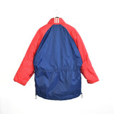 Vintage Adidas long puffer jacket windbreaker fleece track jacket bomber jacket in blue and red