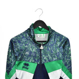 Vintage Errea jacket track windbreaker coat pullover bomber jacket trench coat in blue and green