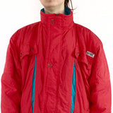 Vintage 80s 90s puffer jacket windbreaker bomber in red and blue details