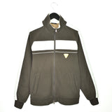 Vintage Champion zip up sweater jumper sweatshirt pullover long sleeve tracksuit trackie jacket in dark brown and white