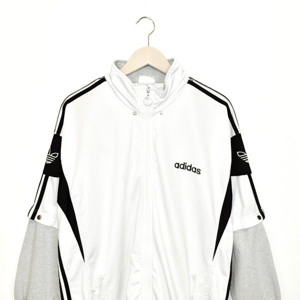 Vintage adidas tracksuit trackie jacket zip up sweater in white black and grey